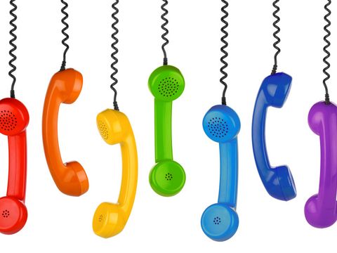 Telefonhörer in Regenbogenfarbe Retrostyle