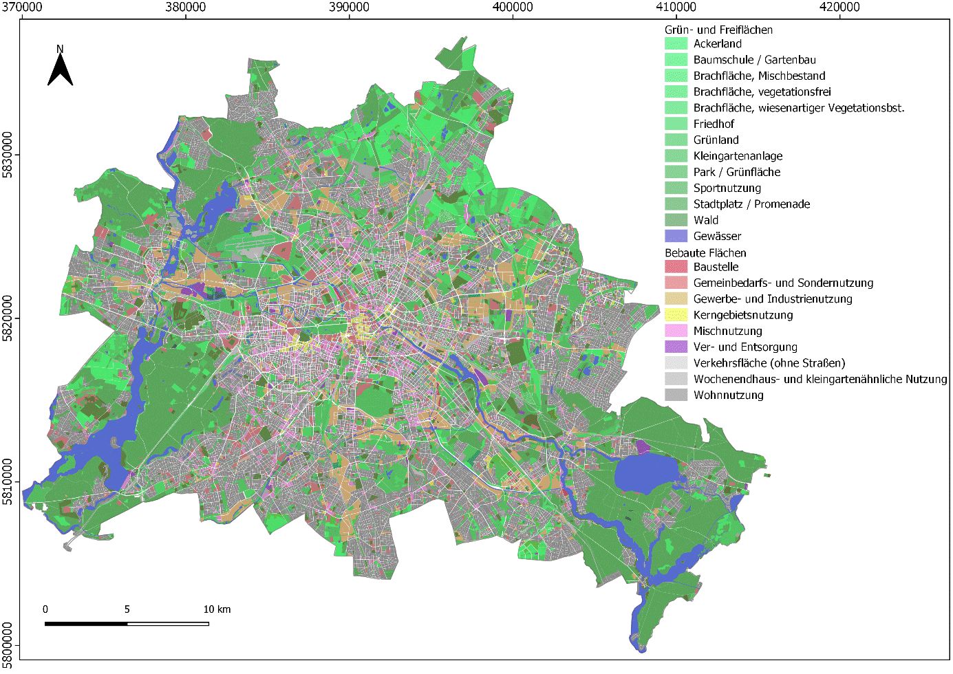 Bildvergrößerung: Abb. 4: Darstellung der Flächennutzung in Berlin