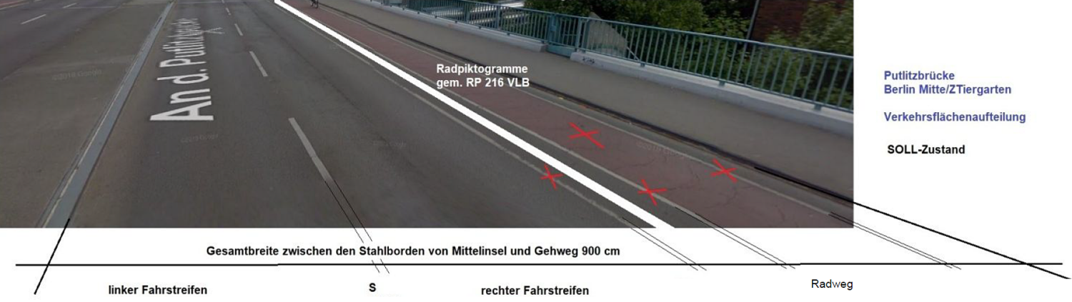Bildvergrößerung: Verkehrsflächenaufteilung Putlitzbrücke
