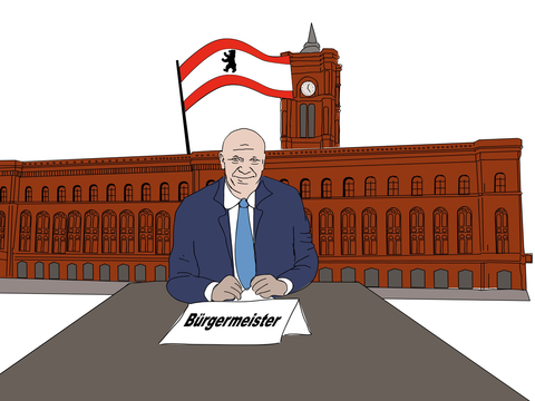 Der Regierende Bürgermeister von Berlin vor dem Roten Rathaus