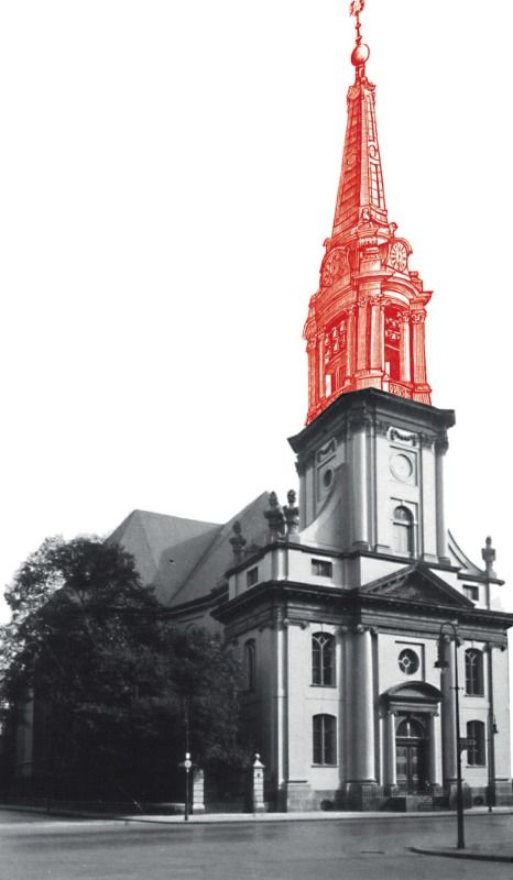 Die Parochialkirche vor der Rekonstruktion des Turmes