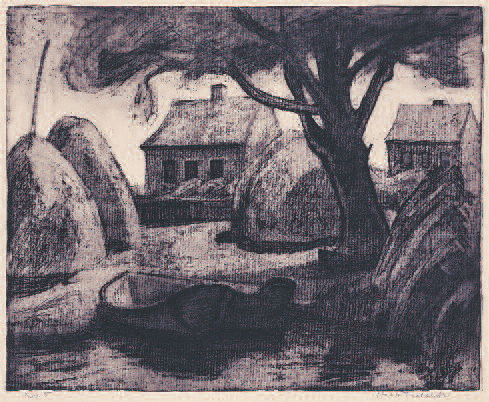 Herbert Tucholski: Am Gosener Graben, 1954. Vernis-Mous. 31,6 x 39,7 cm