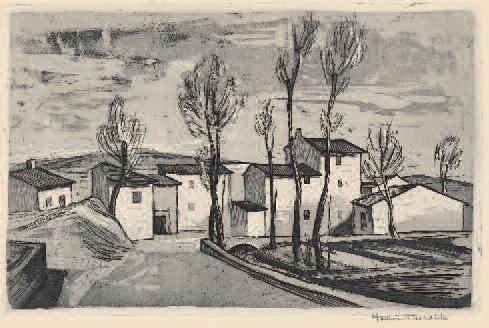 Herbert Tucholski: Toskana, 1961. Aquatinta. 17,6 x 27,5 cm