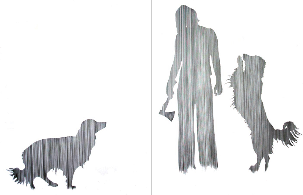 Eva Steinbach: Solitär, autonom, 03. 2009; Graphit auf Papier; 2 x 150 cm x 210 cm