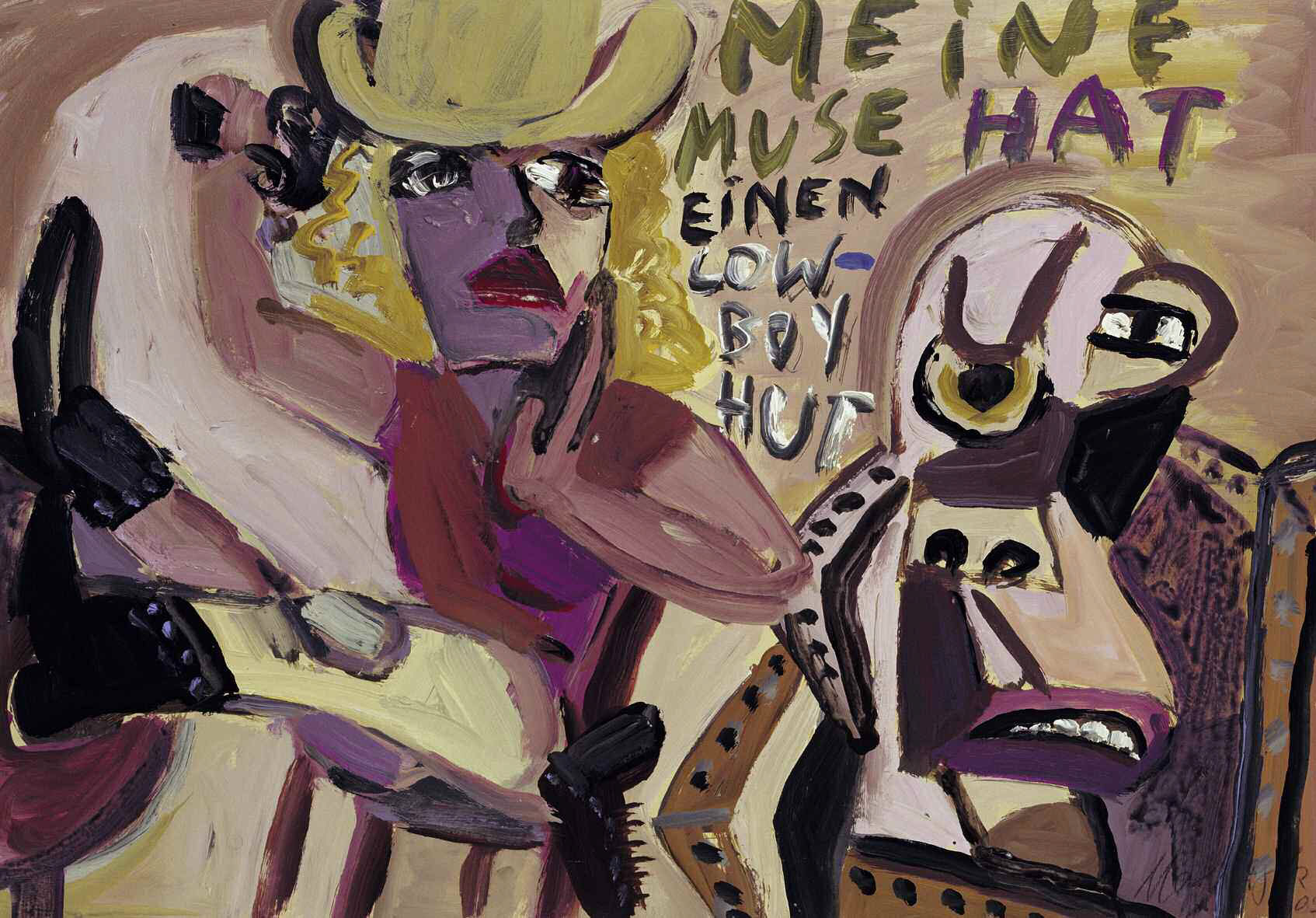 Oskar Manigk: Meine Muse hat einen Cowboyhut, 2009, Acryl auf Karton, 81 x 105 cm