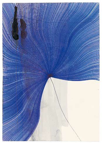 Thomas Müller: o.T., 2010, Bleistift, Farbstift, Kugelschreiber, Tusche, Acrylfarbe auf Papier, 29,7 x 21 cm