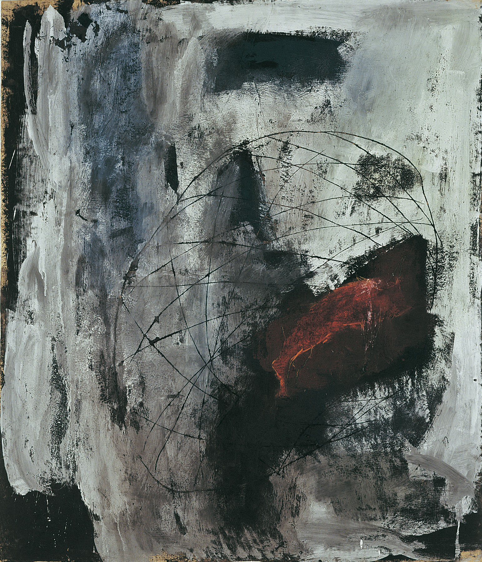 Dorit Bearach: Sein, 2000, Mischtechnik auf Papier, 116 x 99 cm