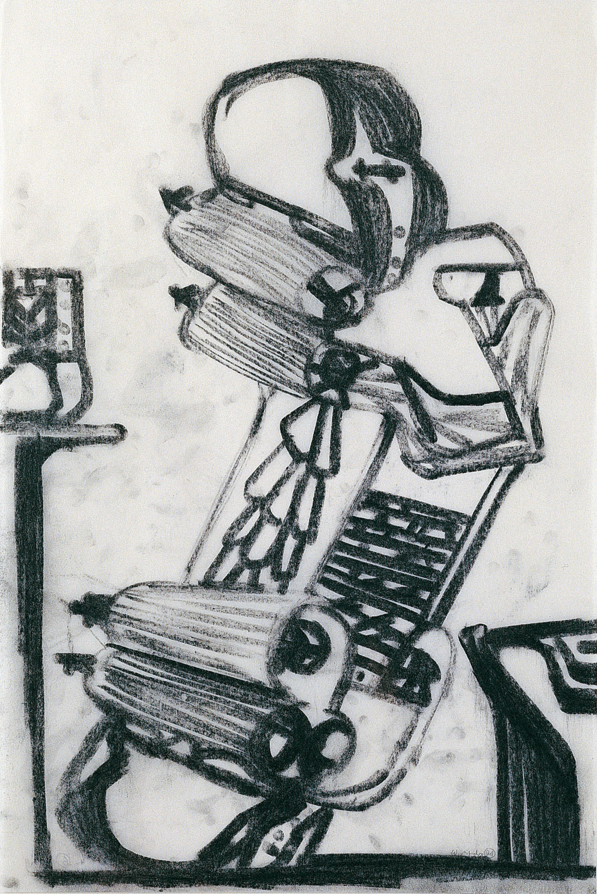 Walter Libuda: Casserole · 2001 · Kohle, Farbstift auf Papier · 76 x 51 cm