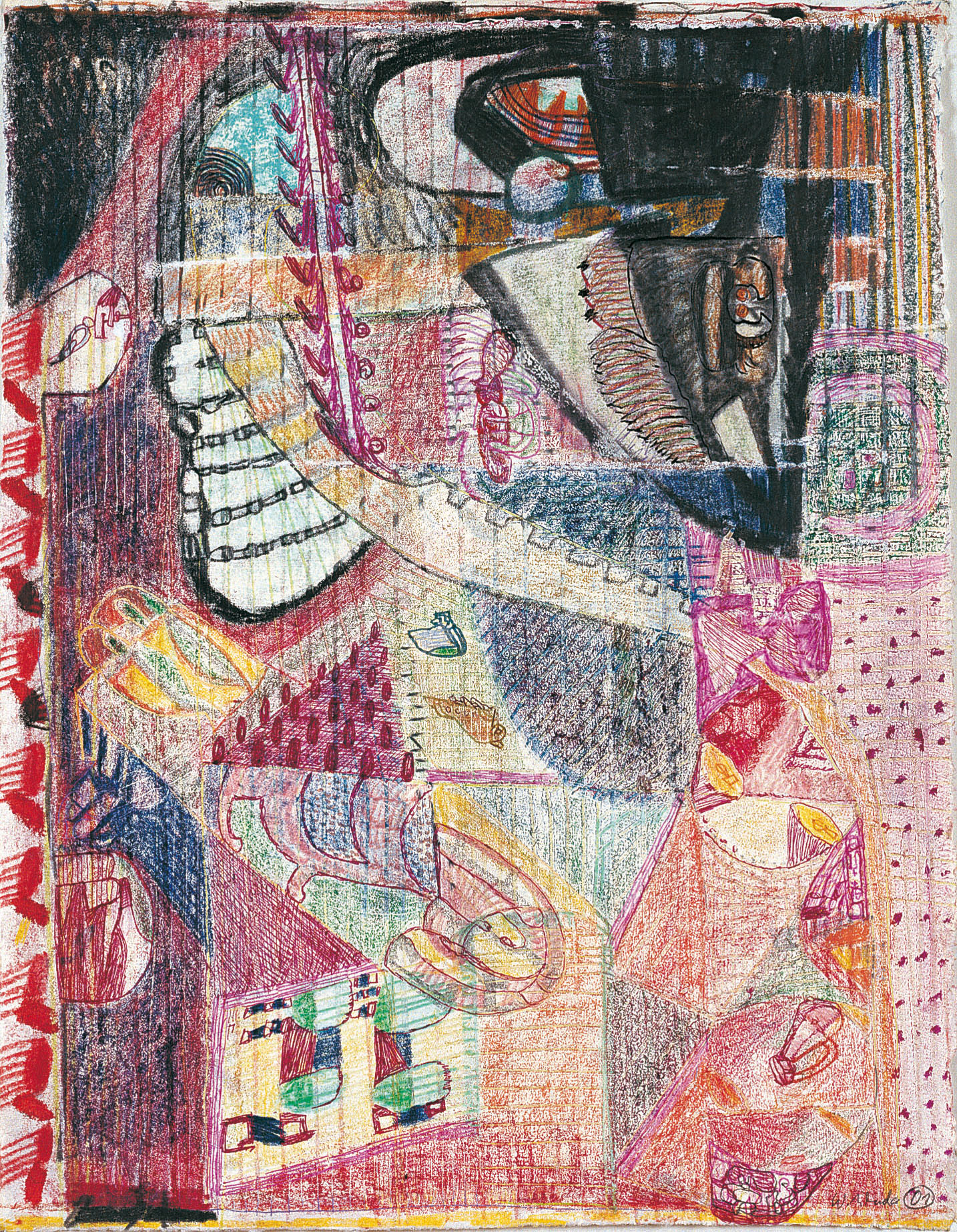 Walter Libuda: Außerhalb · 2001 · Mischtechnik auf Papier · 55,5 x 43,5 cm (Privatbesitz)