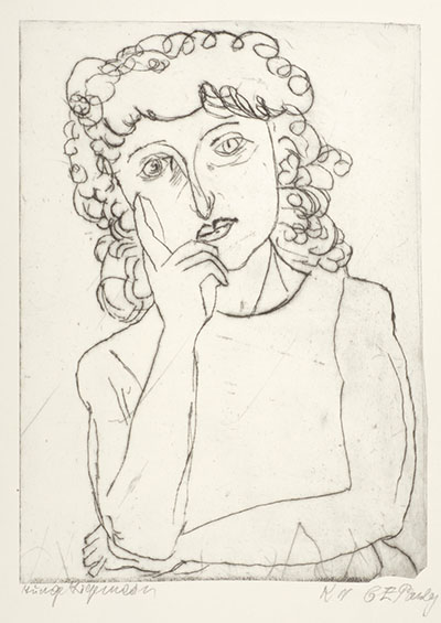 Charlotte E. Pauly: Junge Zigeunerin · 1965 · Kaltnadel · 32,7 x 23,6 cm