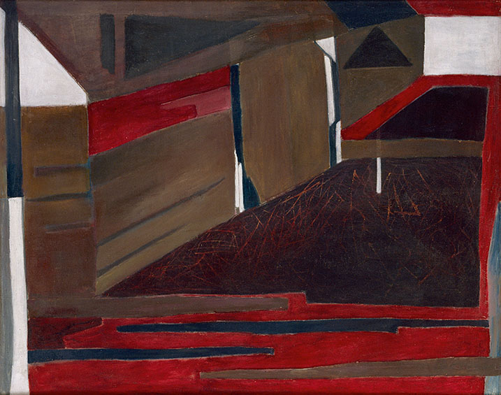 Alexander Camaro: "Die Tenne", wohl 1947, Öl auf Leinwand, 100,5 x 125,5 cm