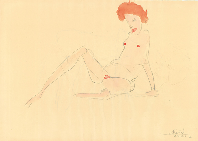 Hans Scheib: 12.5.2011 I 2011, Farbstift, Aquarell, 41,5 x 58,5 cm