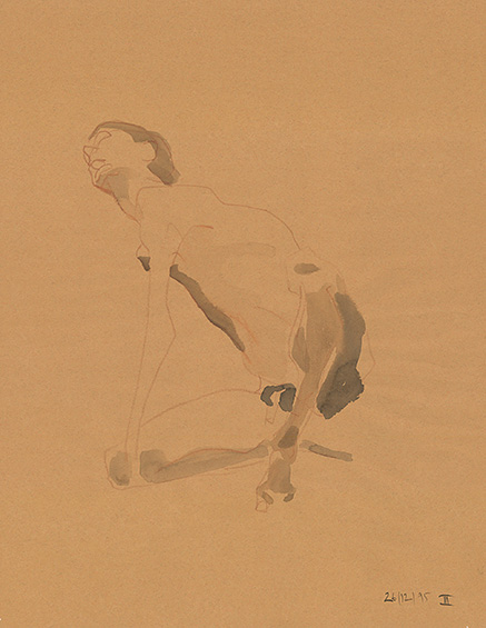Hans Scheib: 26.12.95 III, 1995, Farbstift, Aquarell, 63 x 58,5 cm