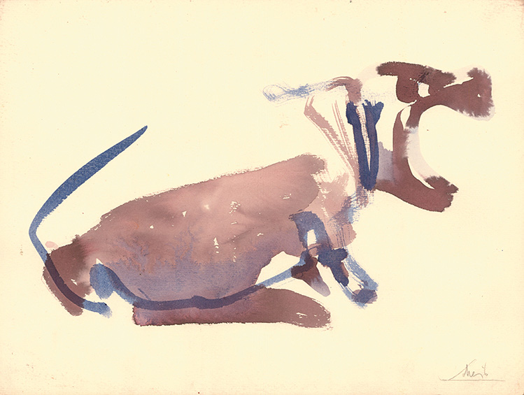Hans Scheib: Skizzenblatt, Flusspferd, 2000, Aquarell, 24 x 32 cm