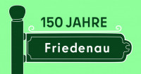 Logo 150 Jahre Friedenau mit Straßenschild