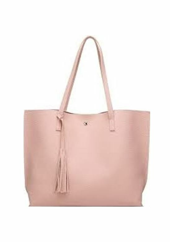 große beige-rosafarbene Handtasche