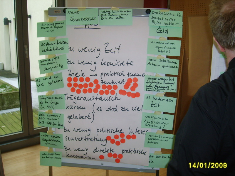Qualitätsworkshop 2009 - Ergebnis auf einer Tafel - Hieran müssen wir arbeiten