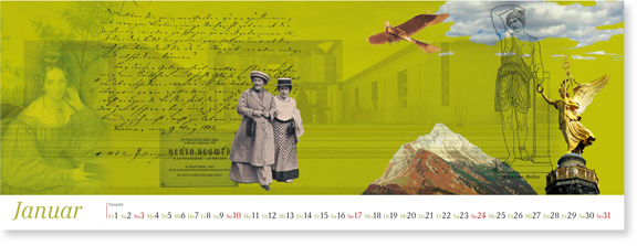 Bildliche Monatsübersicht des Wandkalenders