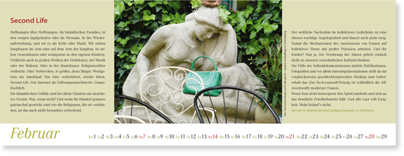 Monatsübersicht des Wandkalenders mit Text