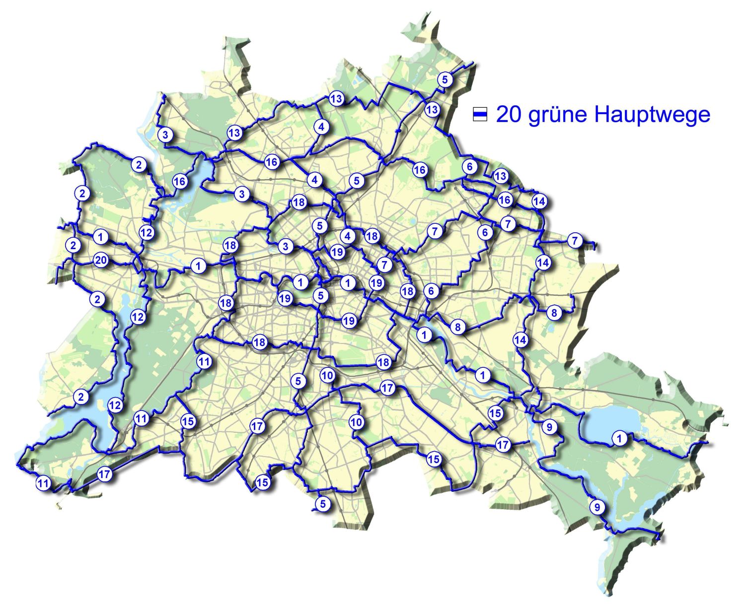 Die 20 grünen Hauptwege verlaufen quer durch Berlin – sicher auch bei Ihnen in der Nähe.