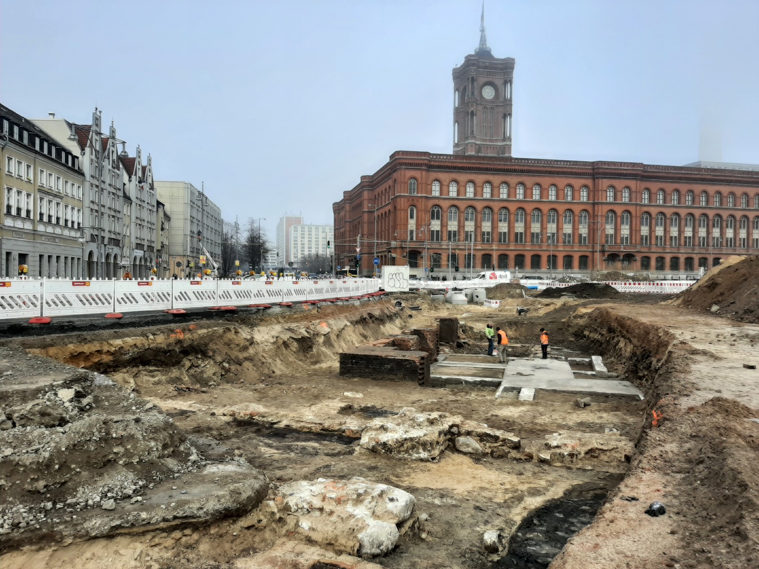 Bogen Mühlendamm / Spandauer Straße, Beginn der archäologischen Arbeiten, 2023