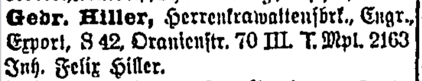 Berliner Adressbuch 1900, Elise Hiller