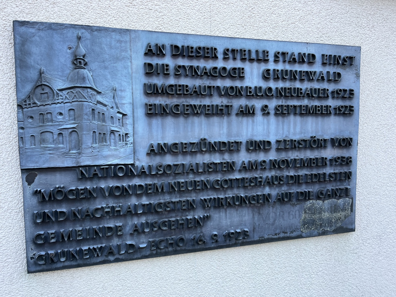 251. Kiezspaziergang - Tafel an ehem. Synagoge Grunewald