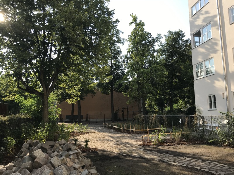 teilentsiegelter und bepflanzter ehemaliger Anwohnerparkplatz an der Judith-Kerr-Grundschule_2020