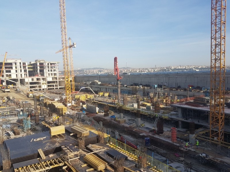 Blick auf die Baustelle von Galataport