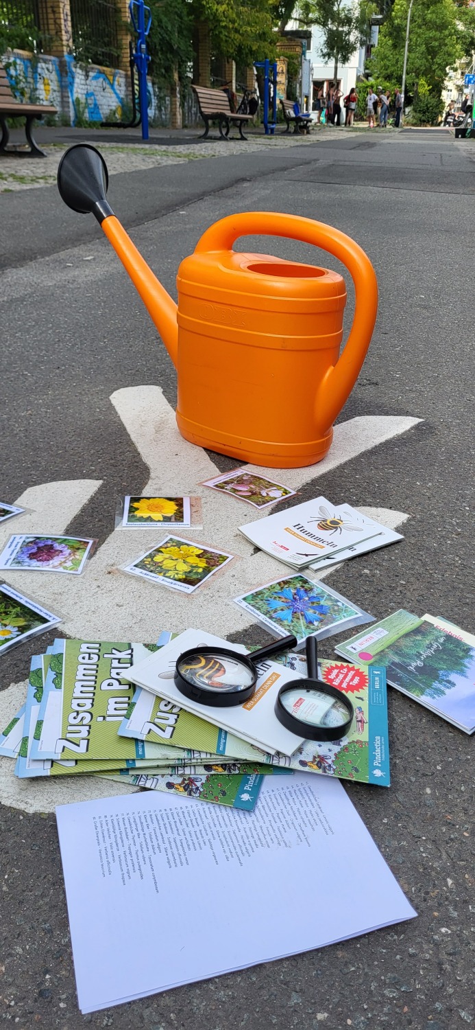 Lupen und kleine Pflanzenabbildungen lagen für die Kinder bereit
