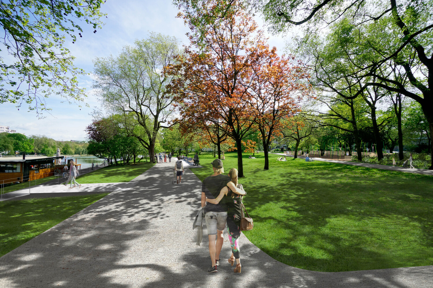 Urbanhafen - Visualisierung zur Entwurfsplanung, Uferweg westlicher Teil, Mai 2025