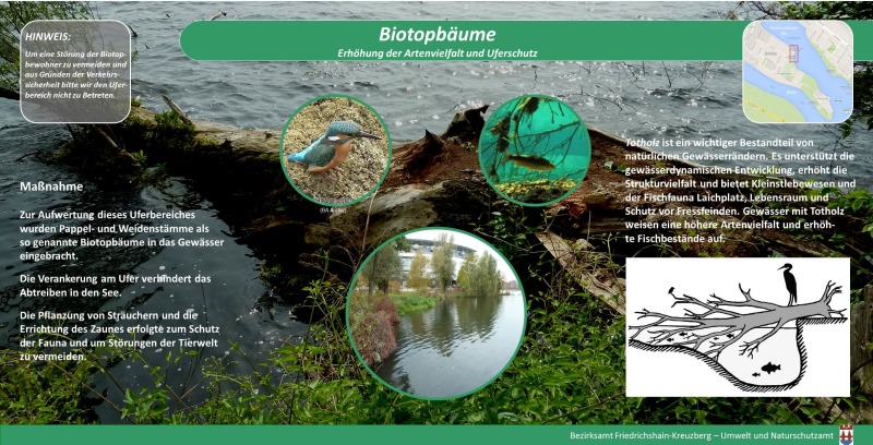 eine Infotafel informiert über die Maßnahmen