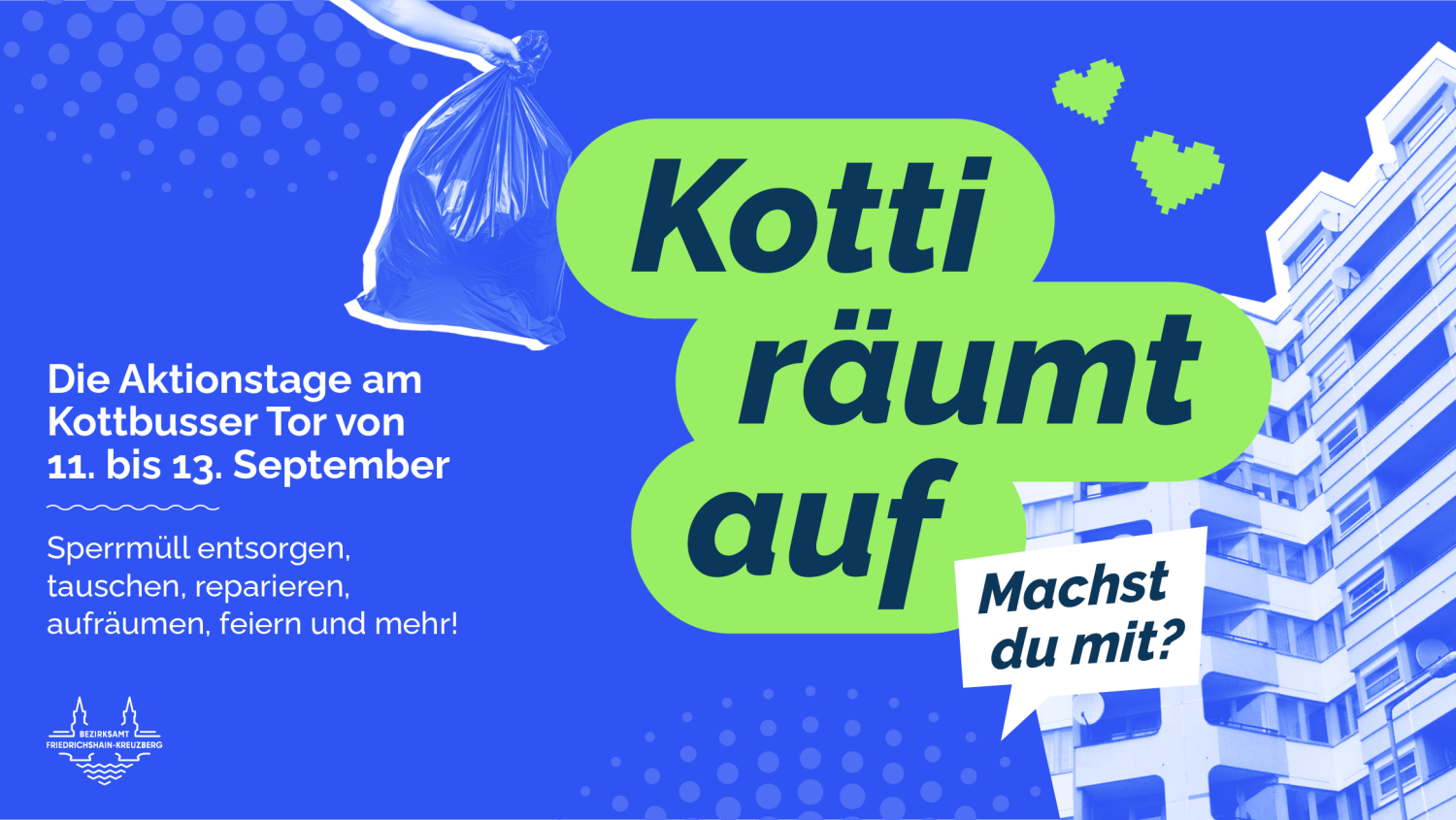 Banner zu den Kotti räumt auf-Aktionstagen 11. - 13. September 2025 