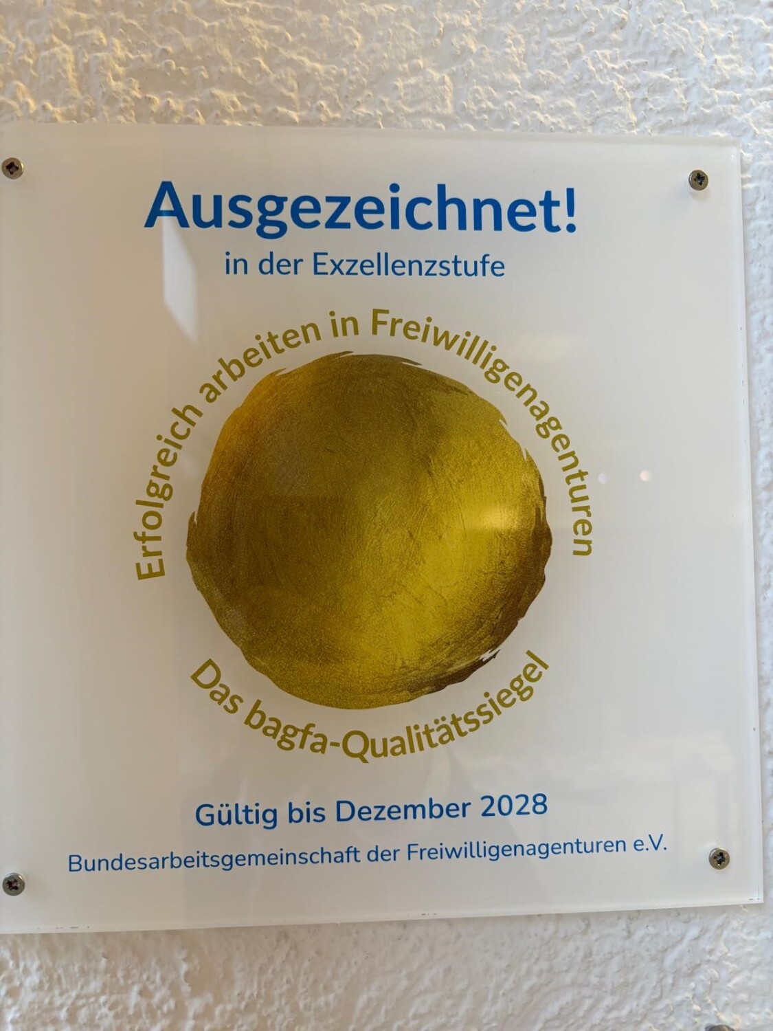 Plakette Qualitätssiegel Freiwilligenagenturen