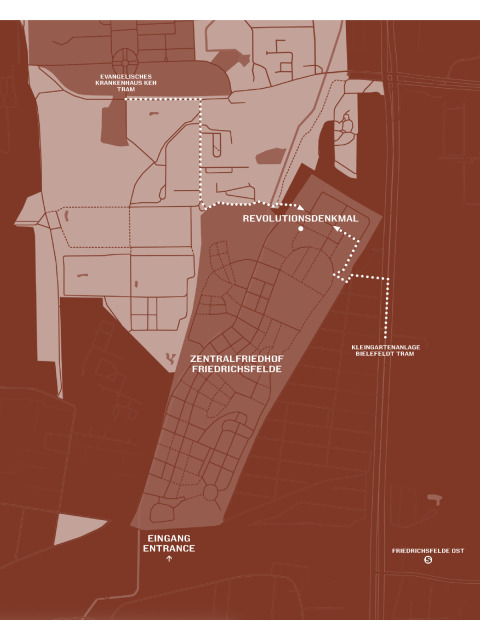 Lageplan Denkmal Zentralfriedhof Friedrichsfelde