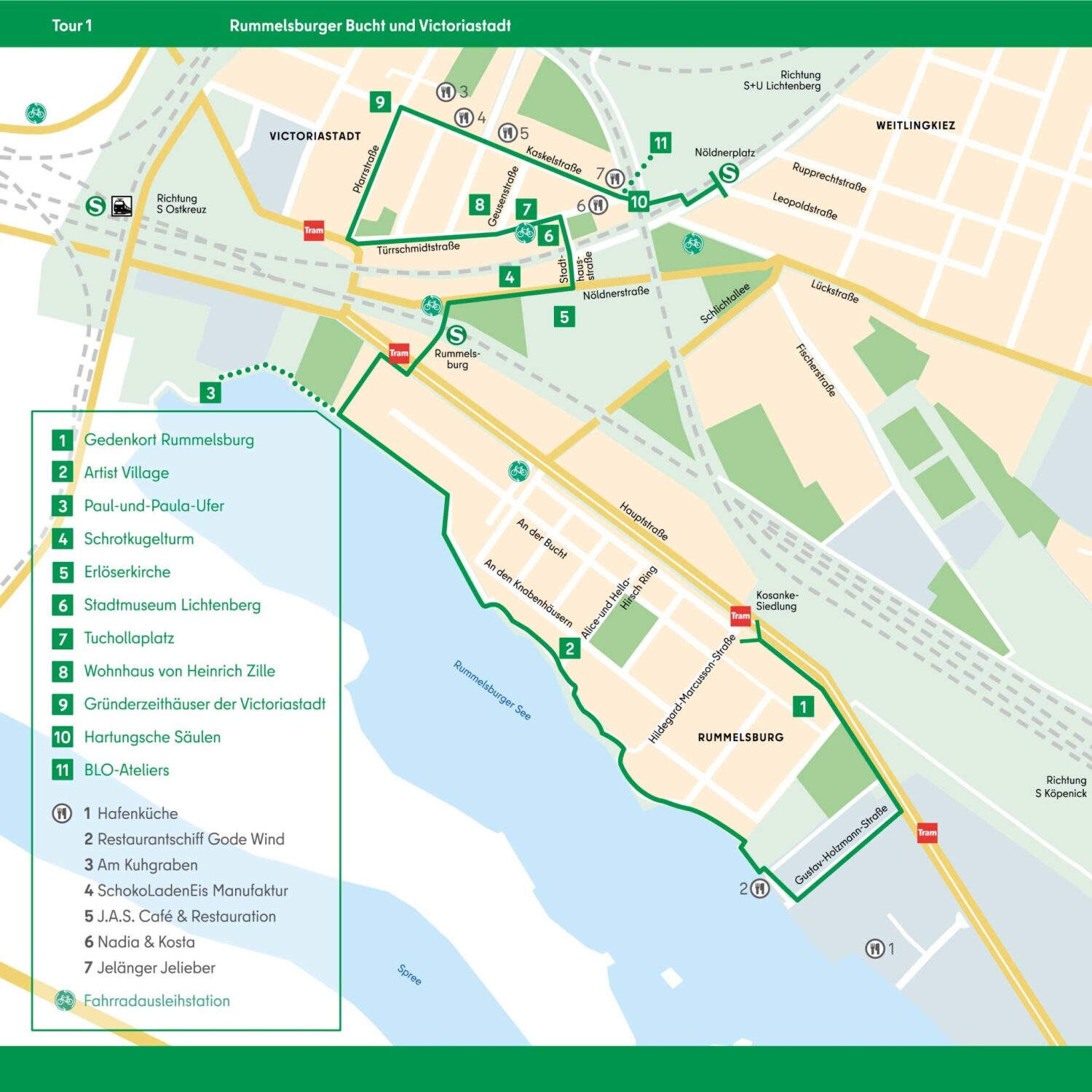 Karte Tour 1 Rummelsburger Bucht und Victoriastadt
