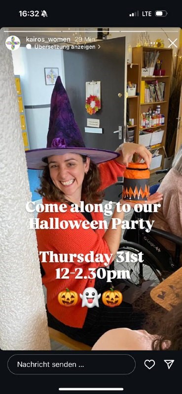 Einladung zur Halloweenparty über Instagram