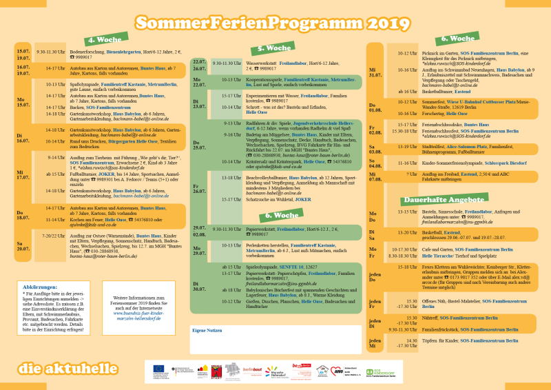 Sommerferienprogramm 2019