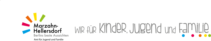 Berlins beste Aussichten mit Schriftzug "Wir für Kinder, Jugend und Familie" und Amt für Jugend und Familie