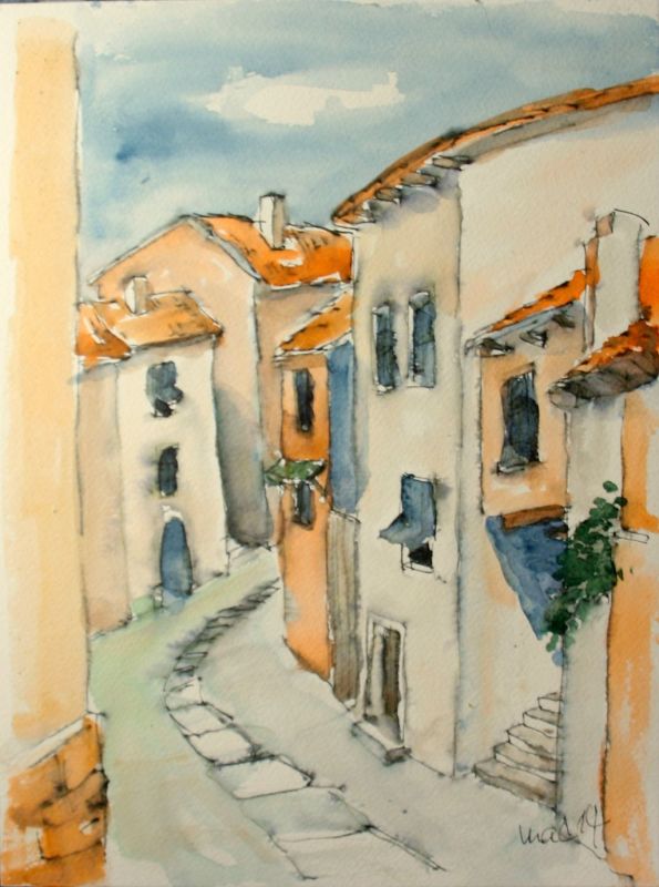 Ansteigende Straße in Roussillon