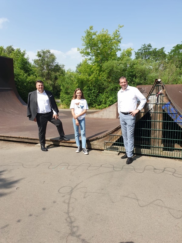 Kiezspaziergang mit Senator Geisel und Bezirksstadtrat Lemm im Juni 2021 - Im Liberty Park