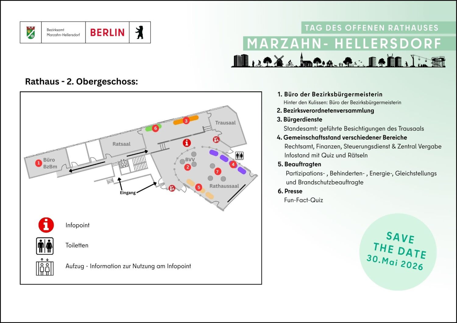 Tag des offenen Rathauses 2026 Marzahn-Hellersdorf - Lageplan 2 OG