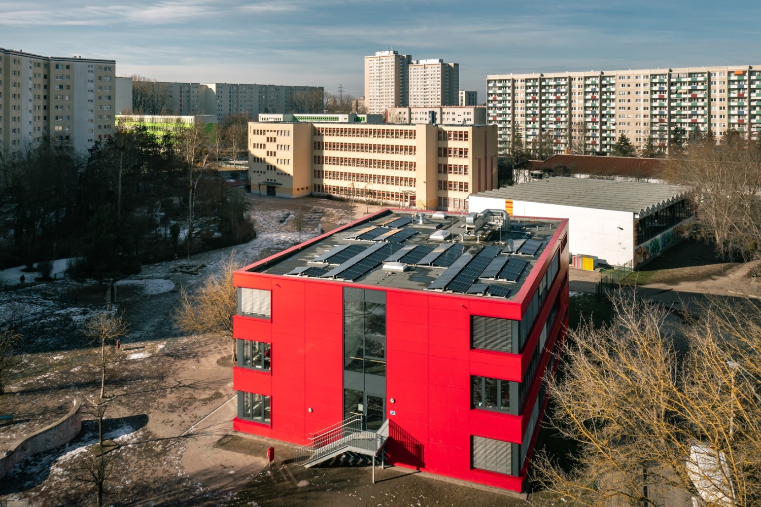 Solaranlagen auf den Dächern der Gretel-Bergmann-Gemeinschaftsschule