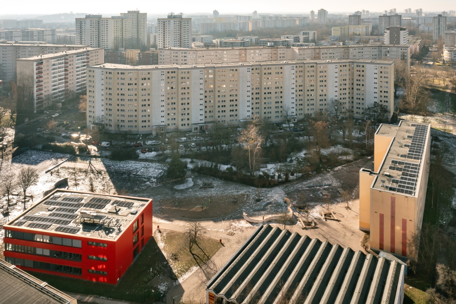 Solaranlagen auf den Dächern der Gretel-Bergmann-Gemeinschaftsschule