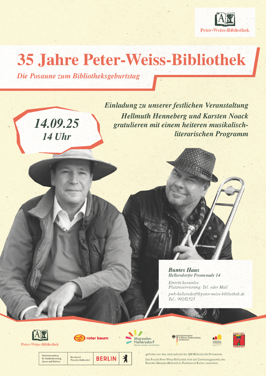Einladung zum Jubiläum der Peter-Weiss-Bibliothek