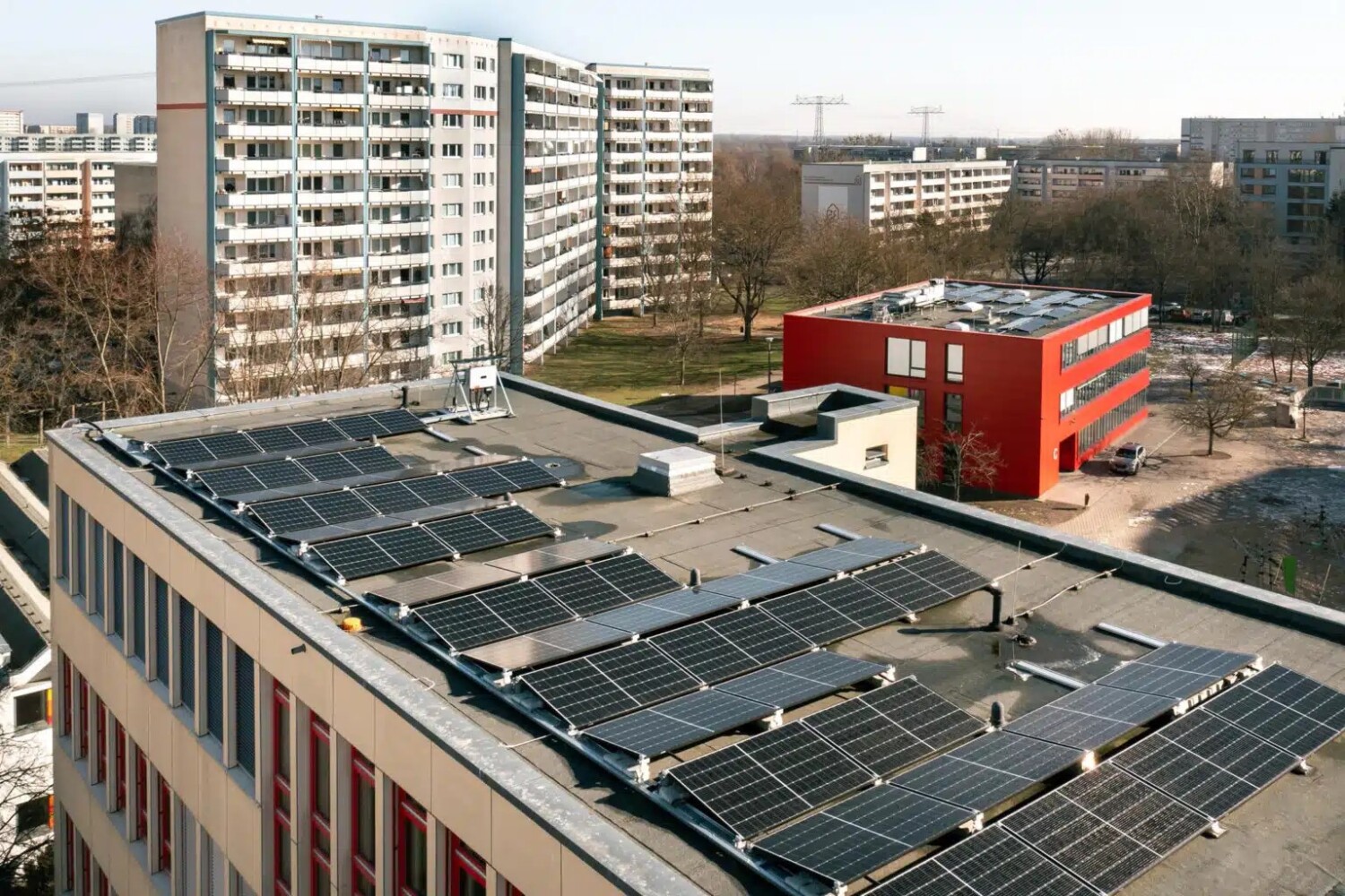 Solaranlagen auf den Dächern der Gretel-Bergmann-Gemeinschaftsschule