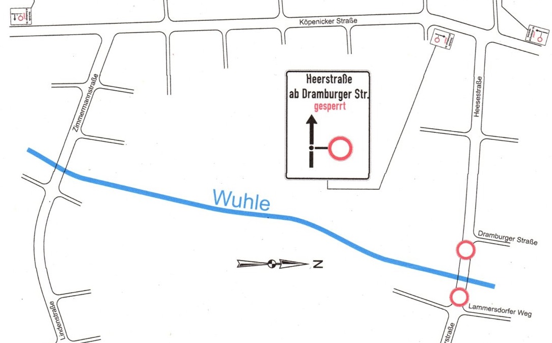 Vollsperrung der Heerstraße (Kaulsdorf) wegen Fahrbahnsanierung