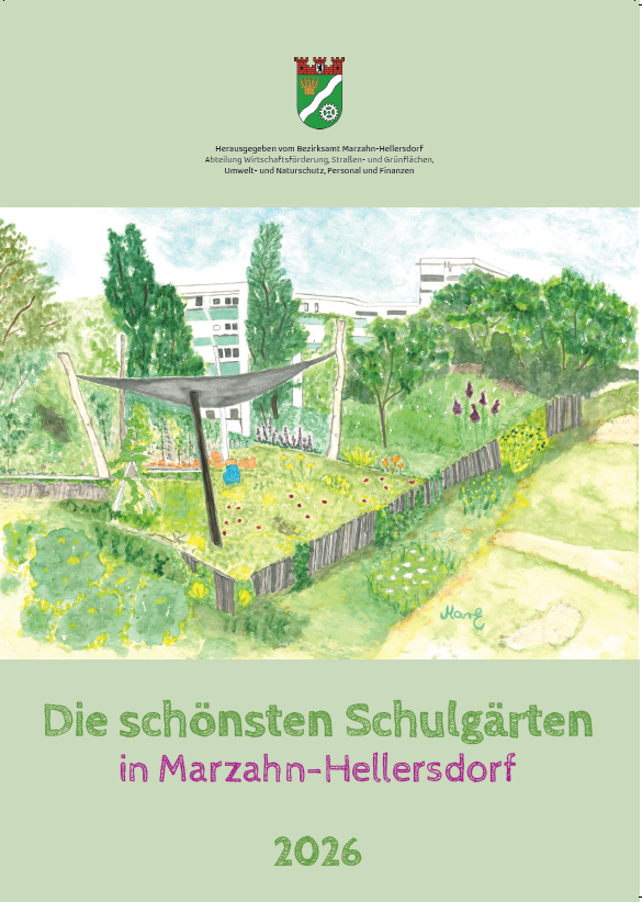 Umweltkalender 2026 "Die schönsten Schulgärten in Marzahn-Hellersdorf" Deckblatt