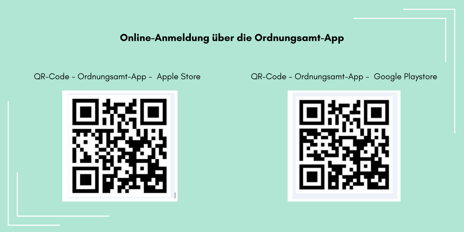 QR-Codes für die App "Ordnungsamt online"