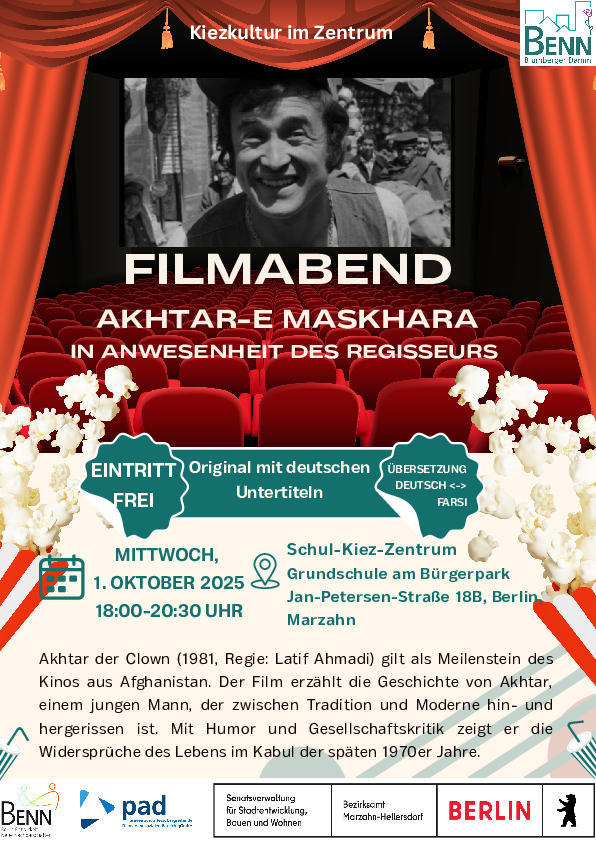 Filmabend "Akhtar der Clown" im Schul-Kiez-Zentrum Jan-Petersen-Straße